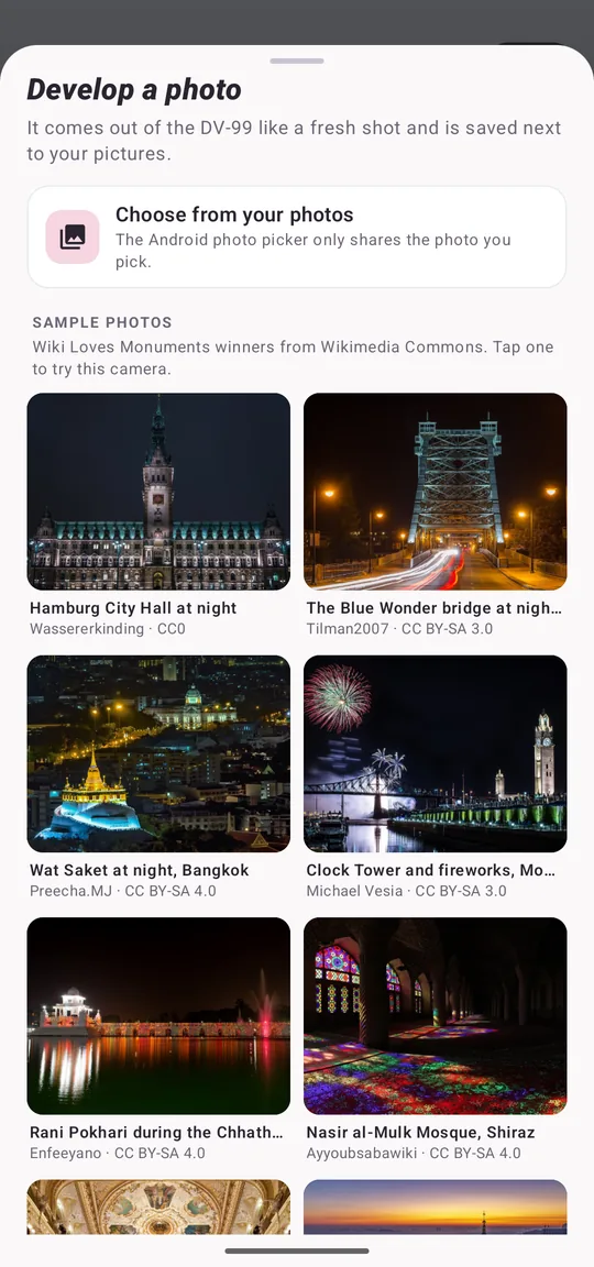 Pocket Digicam on Android: the Develop a photo sheet with the eight sample photos