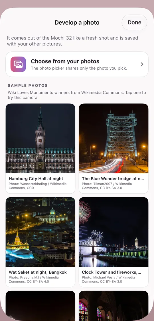Pocket Digicam on iPhone: the Develop a photo sheet with the eight sample photos